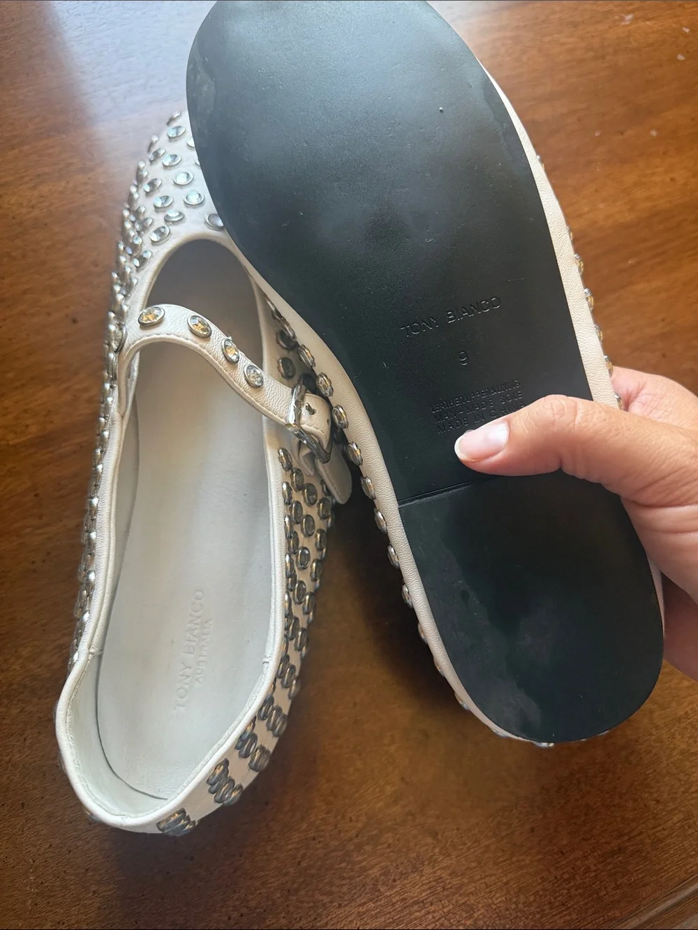Tony Bianco Miami White Studded Slip-On Loafer with Buckle